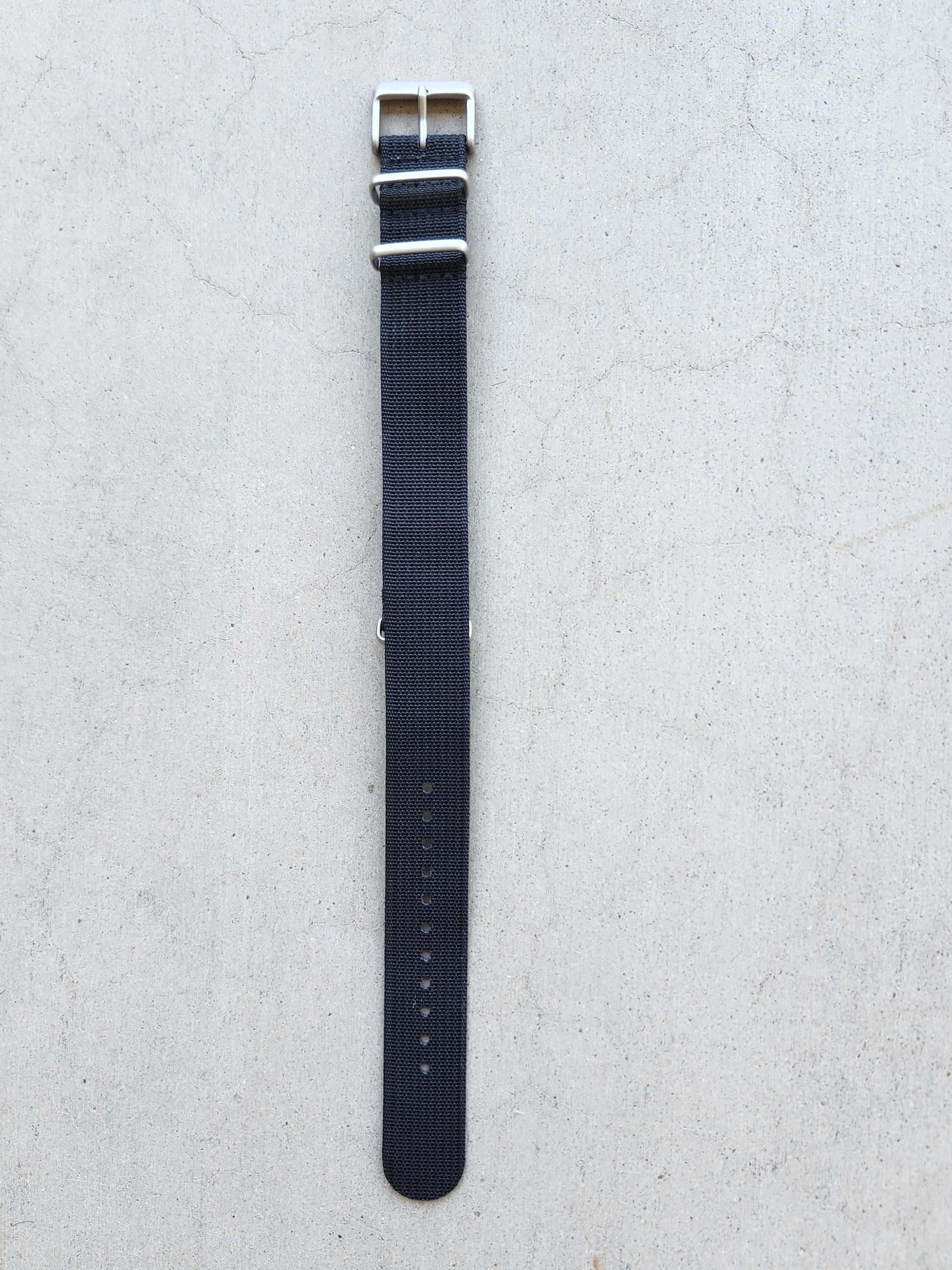 Watch Band Ribbed Black Strap 20mm
